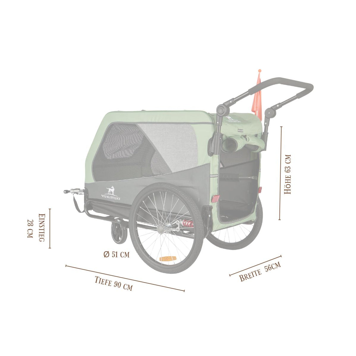 Knuffelwuff Cruvado L-XL komfortabler Hundeanhänger mit Stoßdämpfer Fahrradanhänger und Buggy für sichere Ausflüge mit dem Fahrrad