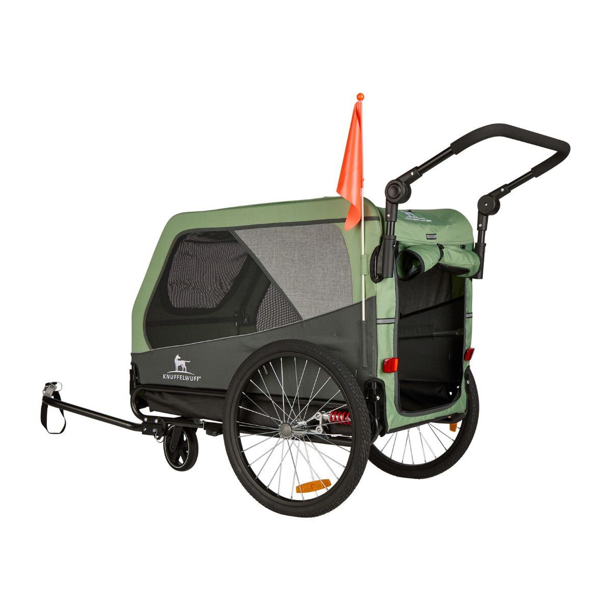 Knuffelwuff Cruvado L-XL komfortabler Hundeanhänger mit Stoßdämpfer Fahrradanhänger und Buggy für sichere Ausflüge mit dem Fahrrad
