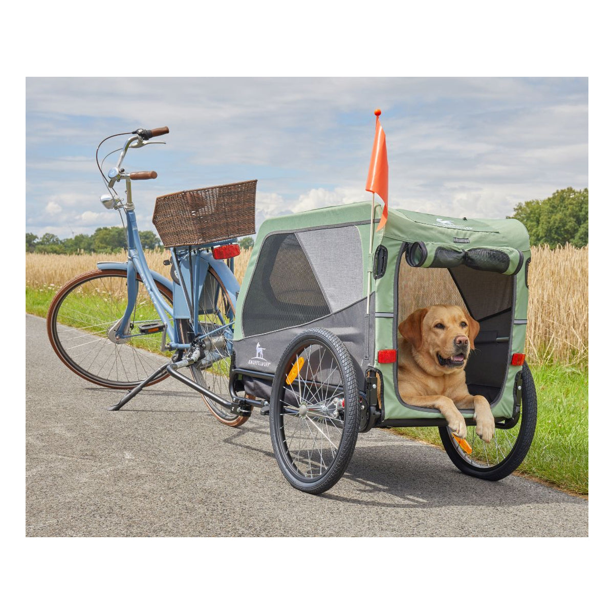 Knuffelwuff Cruvado L-XL komfortabler Hundeanhänger mit Stoßdämpfer Fahrradanhänger und Buggy für sichere Ausflüge mit dem Fahrrad
