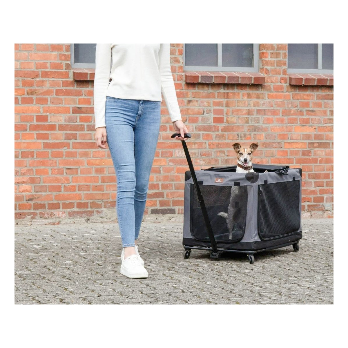 Knuffelwuff faltbarer Hunde Trolley Aberdeen – Transporttasche Hundewagen rollbar mit Griff & abnehmbarem Fahrgestell – M - 49 x 72 x 56 cm (Ansicht 8)