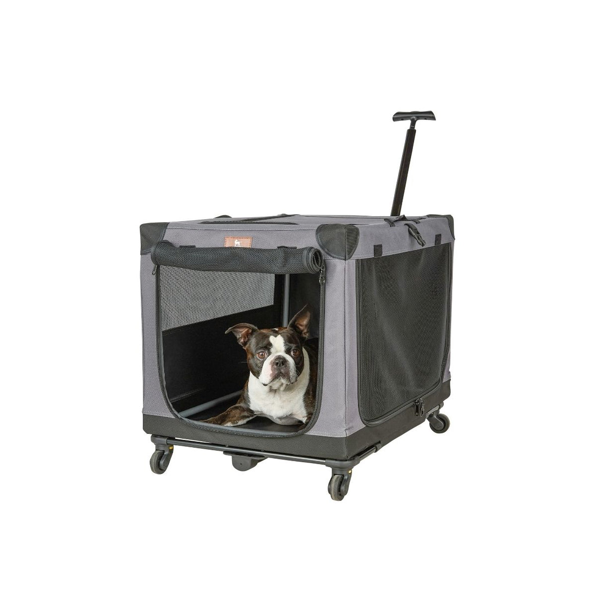 Knuffelwuff faltbarer Hunde Trolley Aberdeen – Transporttasche Hundewagen rollbar mit Griff & abnehmbarem Fahrgestell – S - 46 x 64 x 54 cm