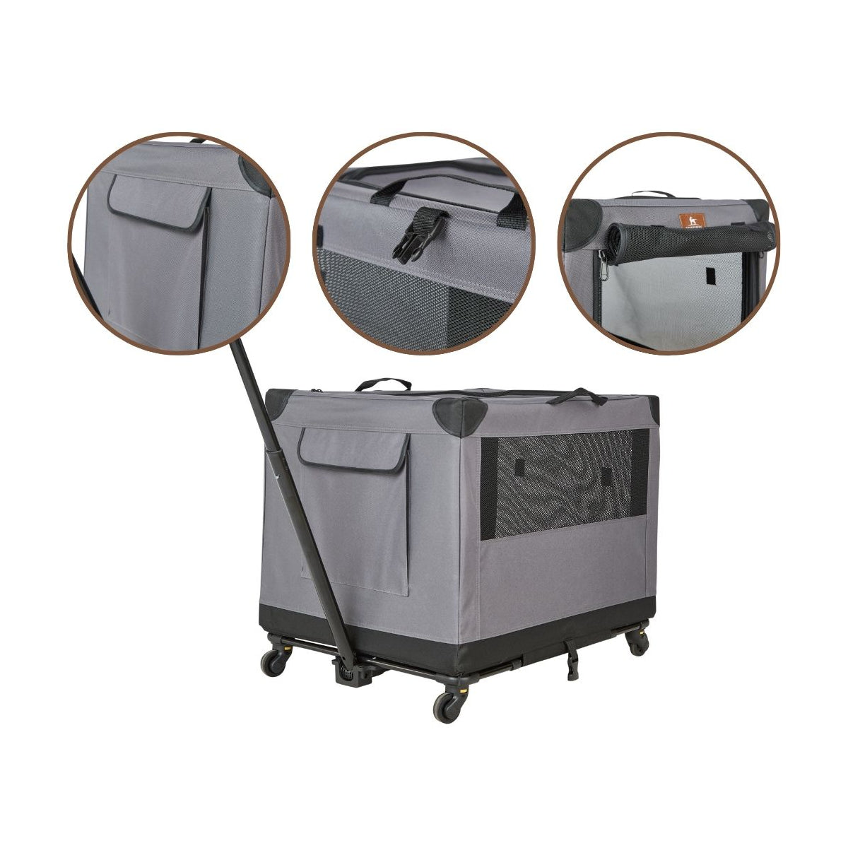 Knuffelwuff faltbarer Hunde Trolley Aberdeen – Transporttasche Hundewagen rollbar mit Griff & abnehmbarem Fahrgestell – S - 46 x 64 x 54 cm (Ansicht 3)