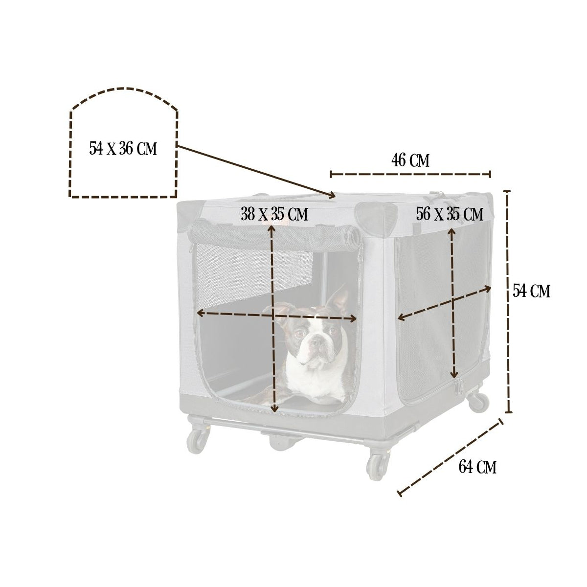 Knuffelwuff faltbarer Hunde Trolley Aberdeen – Transporttasche Hundewagen rollbar mit Griff & abnehmbarem Fahrgestell – S - 46 x 64 x 54 cm (Ansicht 6)