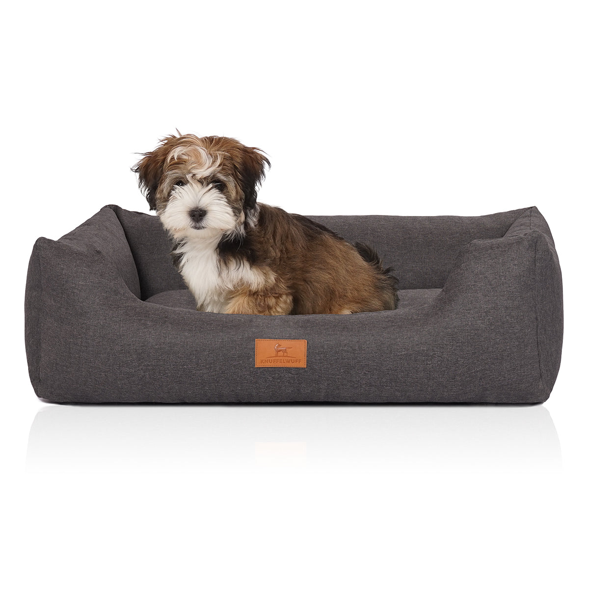 Knuffelwuff Hundebett Lotte aus Velours mit Handwebcharakter Grau XXL