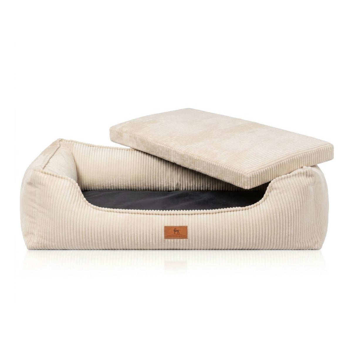 Knuffelwuff Hundebett Nunavut aus Cord mit Handwebcharakter Beige