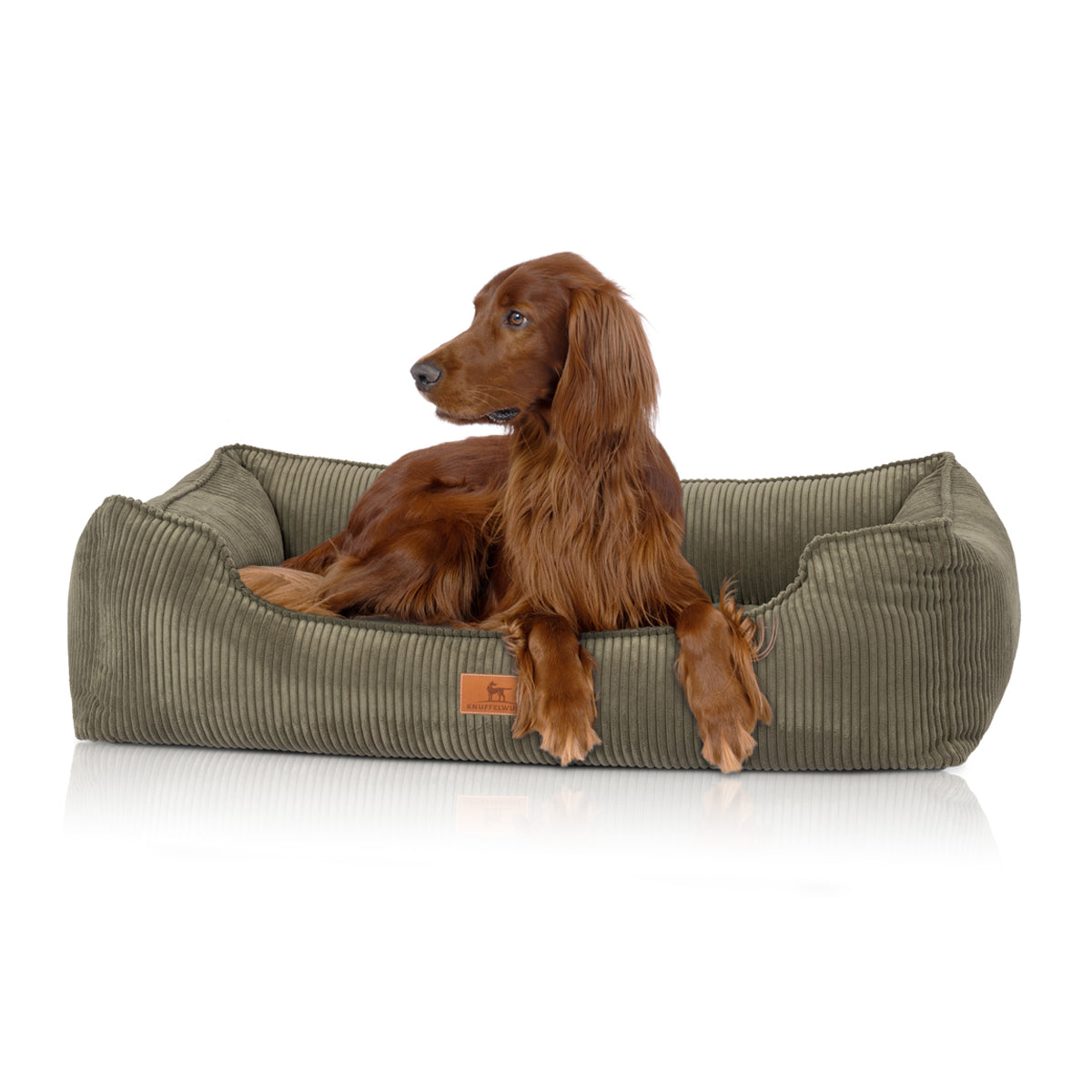 Knuffelwuff Hundebett Nunavut aus Cord mit Handwebcharakter Khaki XXXL