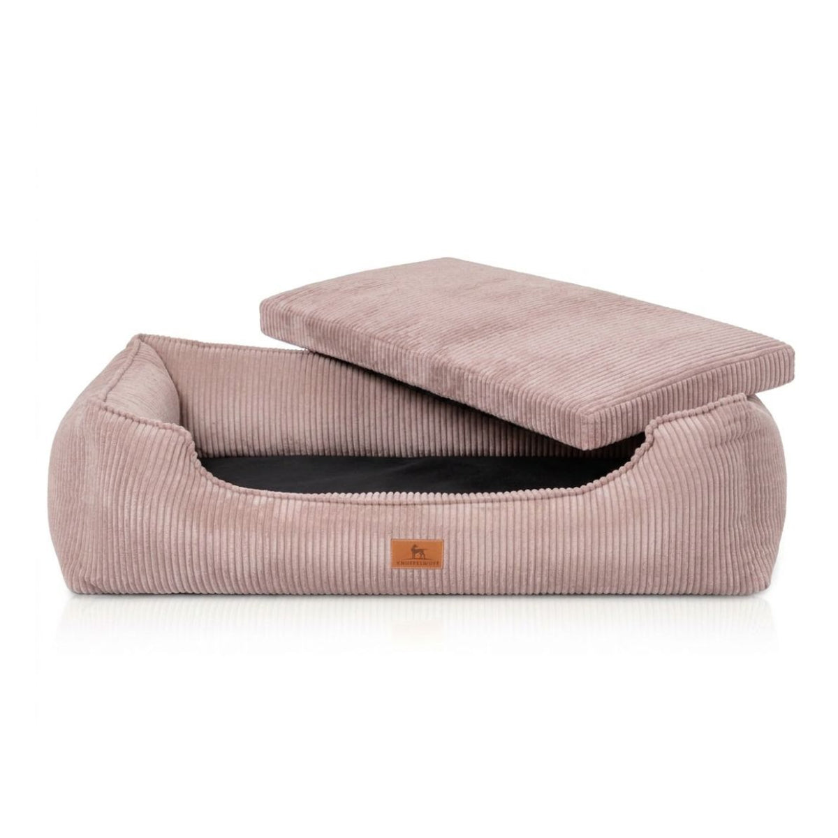 Knuffelwuff Hundebett Nunavut aus Cord mit Handwebcharakter Rosa