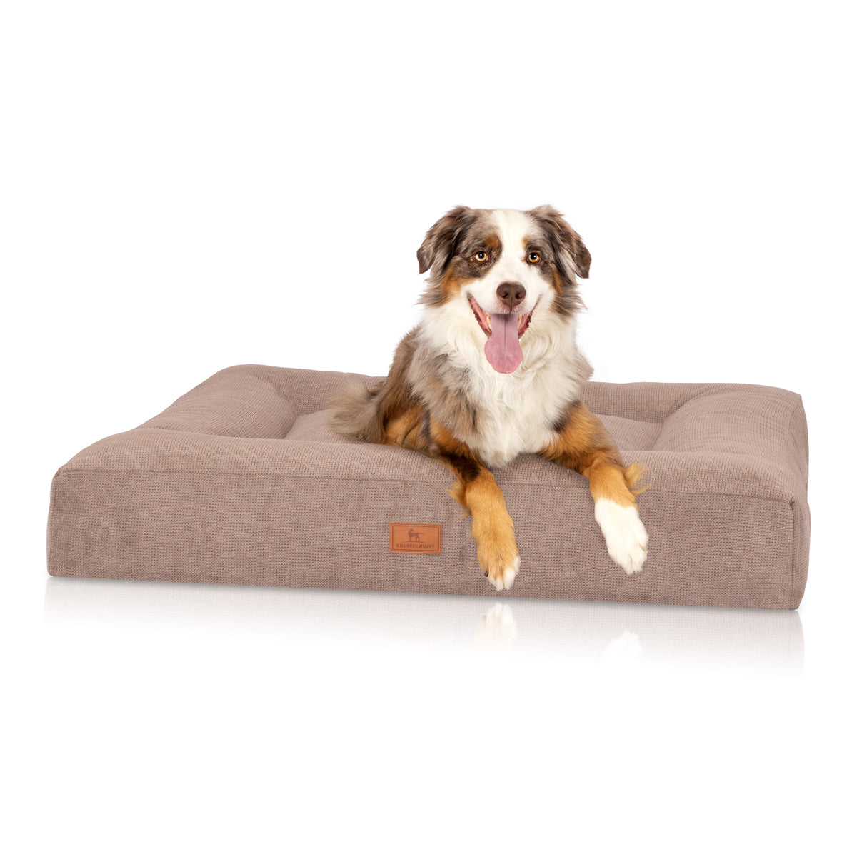 Knuffelwuff Hundebett Sofia aus Velours mit Handwebcharakter Beige XXL