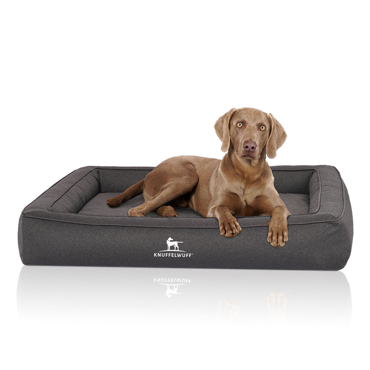 Knuffelwuff Hundebett Yukon aus Velours mit Handwebcharakter Anthrazit XXXL