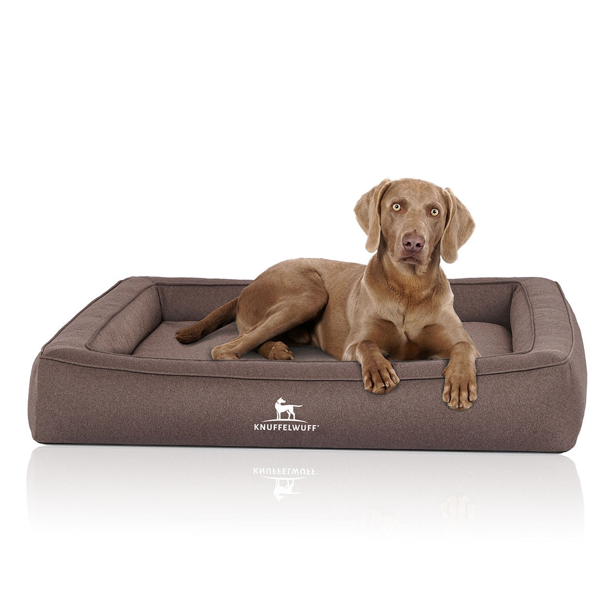 Knuffelwuff Hundebett Yukon aus Velours mit Handwebcharakter Graubraun XXXL