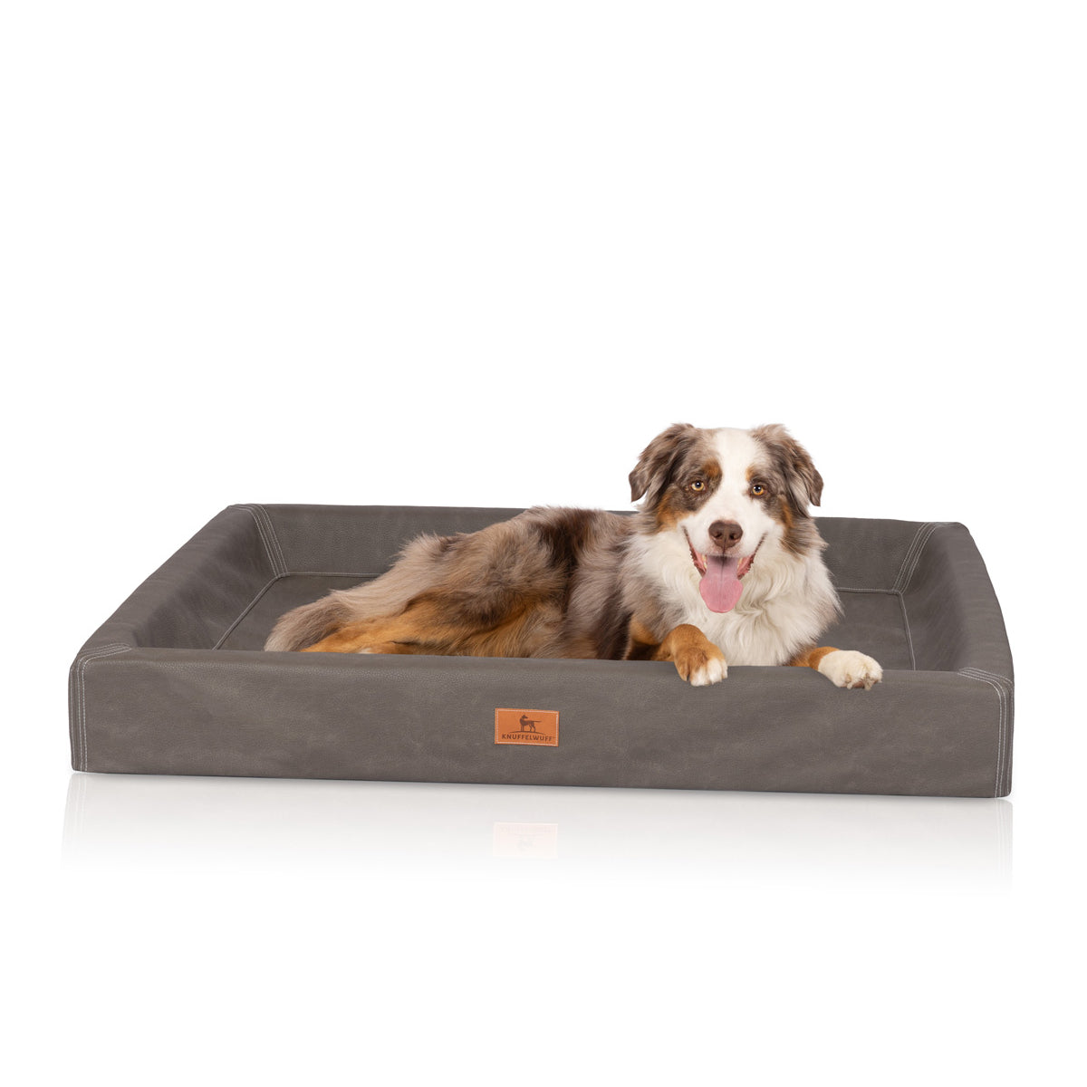 Knuffelwuff Hundebett Austin aus Kunstleder Braungrau XXXL