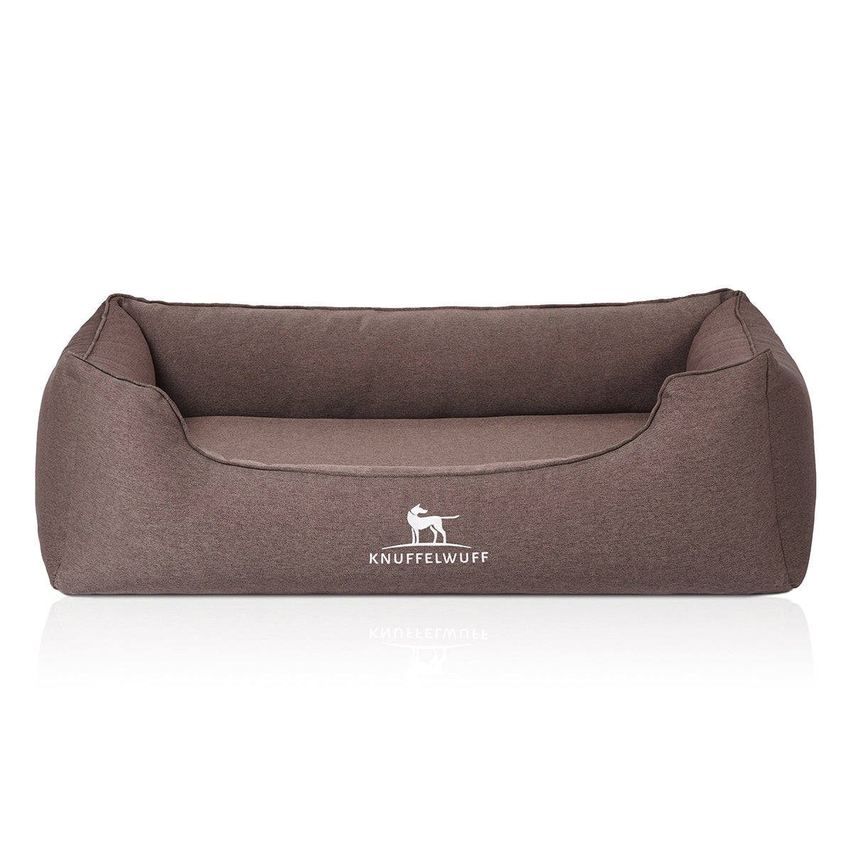 Knuffelwuff Hundebett Leano aus Velours mit Handwebcharakter Braun
