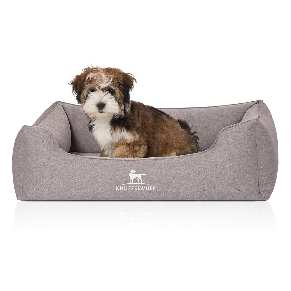 Knuffelwuff Hundebett Leano aus Velours mit Handwebcharakter Grau XXXL