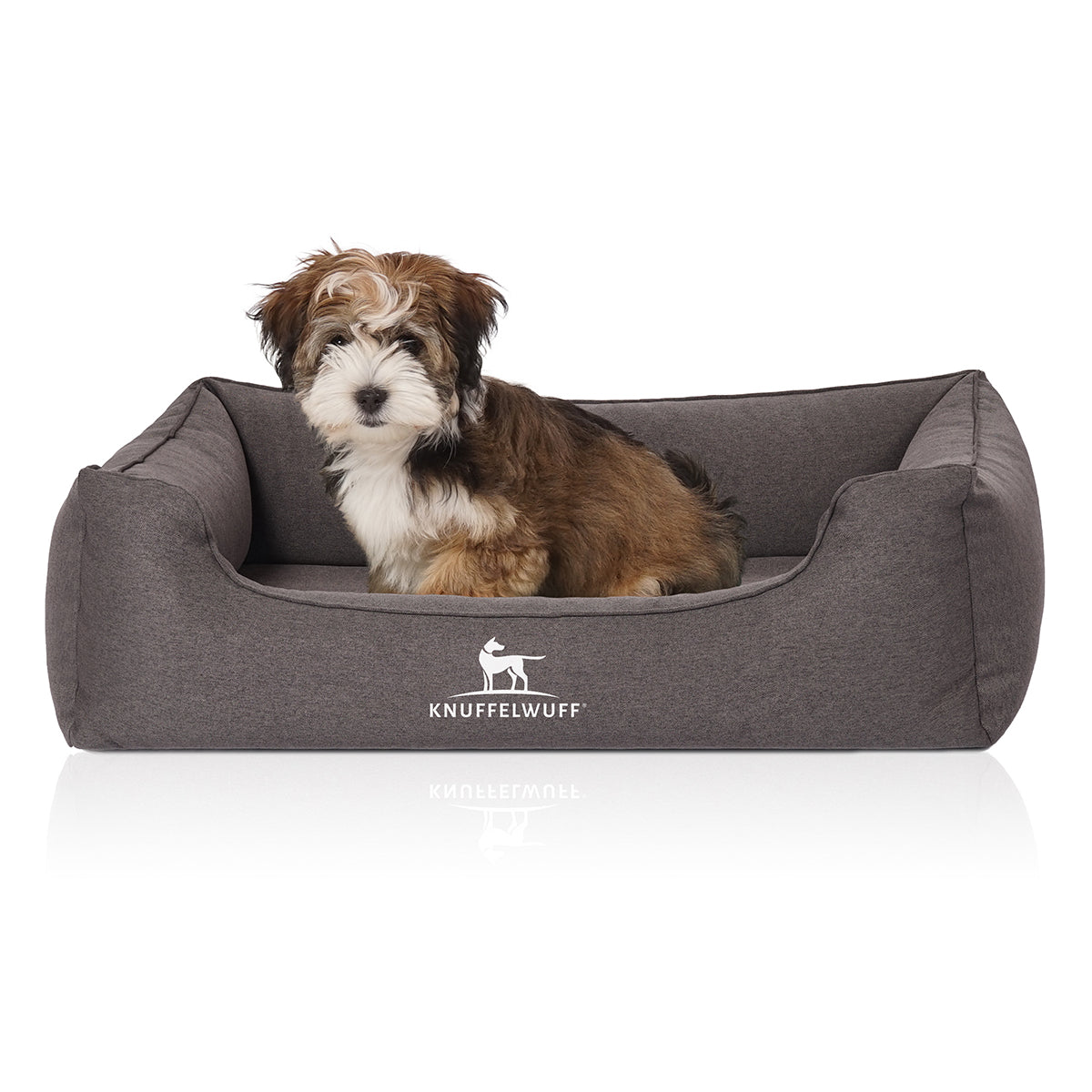 Knuffelwuff Hundebett Leano aus Velours mit Handwebcharakter Schwarz XXXL