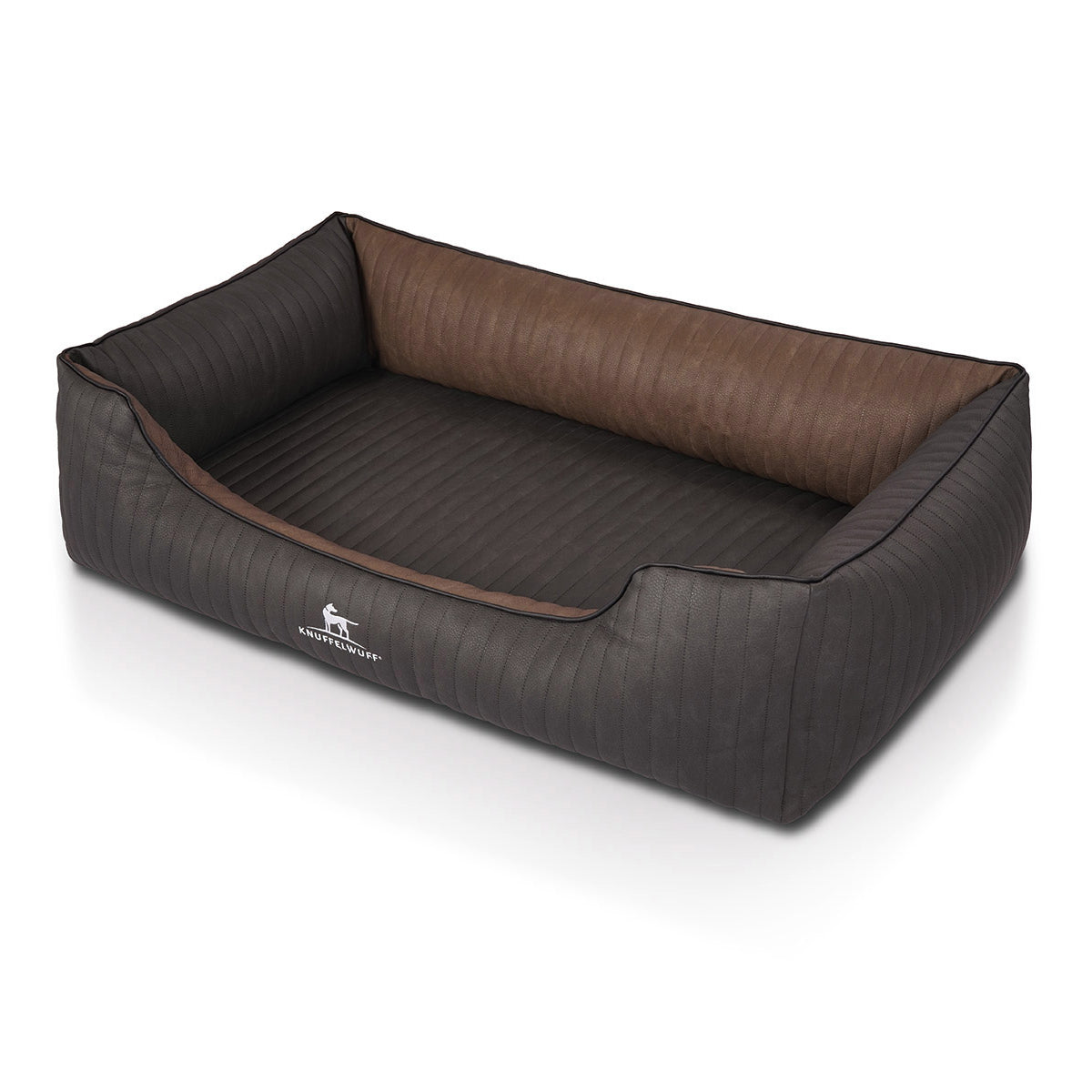 Knuffelwuff Hundebett Outback aus laser-gestepptem Kunstleder Schwarz/Braun