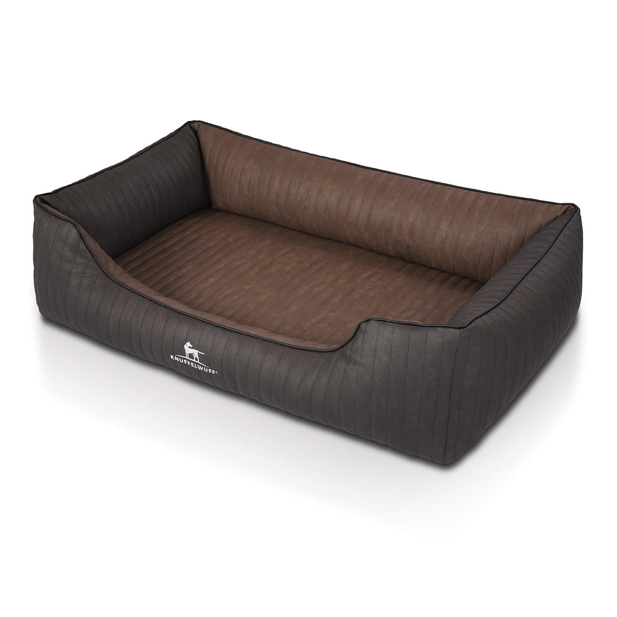 Knuffelwuff Hundebett Outback aus laser-gestepptem Kunstleder Schwarz/Braun
