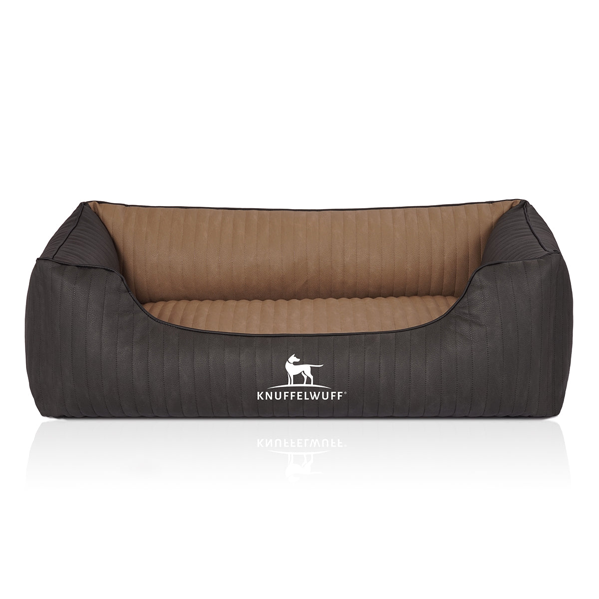 Knuffelwuff Hundebett Outback aus laser-gestepptem Kunstleder Schwarz/Cappuccino XXL
