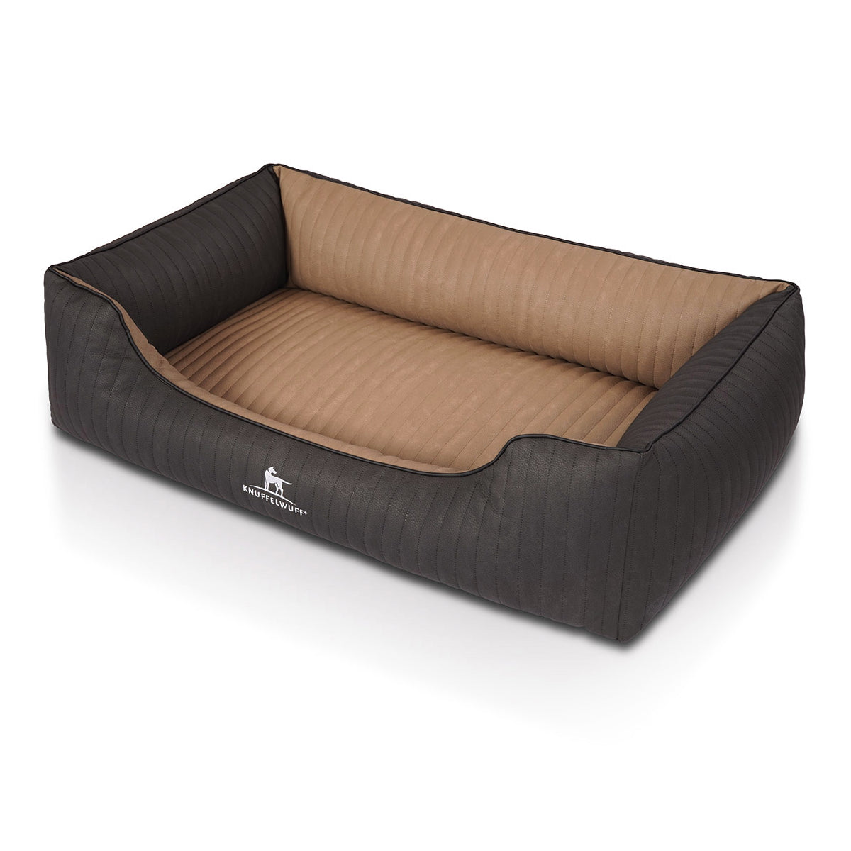 Knuffelwuff Hundebett Outback aus laser-gestepptem Kunstleder Schwarz/Cappuccino