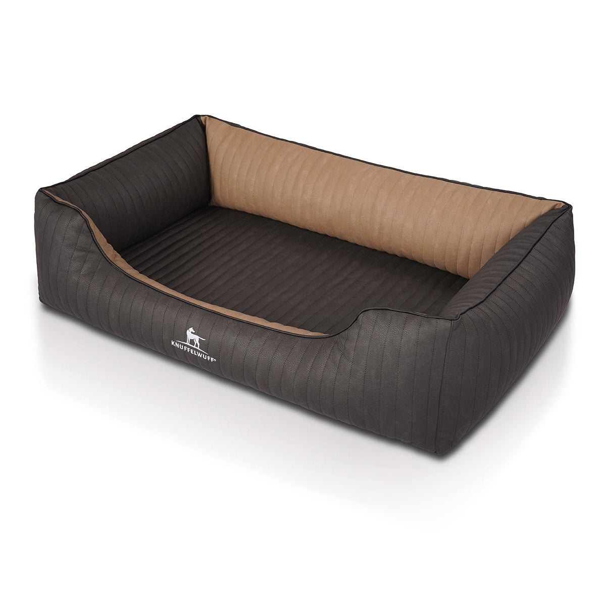 Knuffelwuff Hundebett Outback aus laser-gestepptem Kunstleder Schwarz/Cappuccino