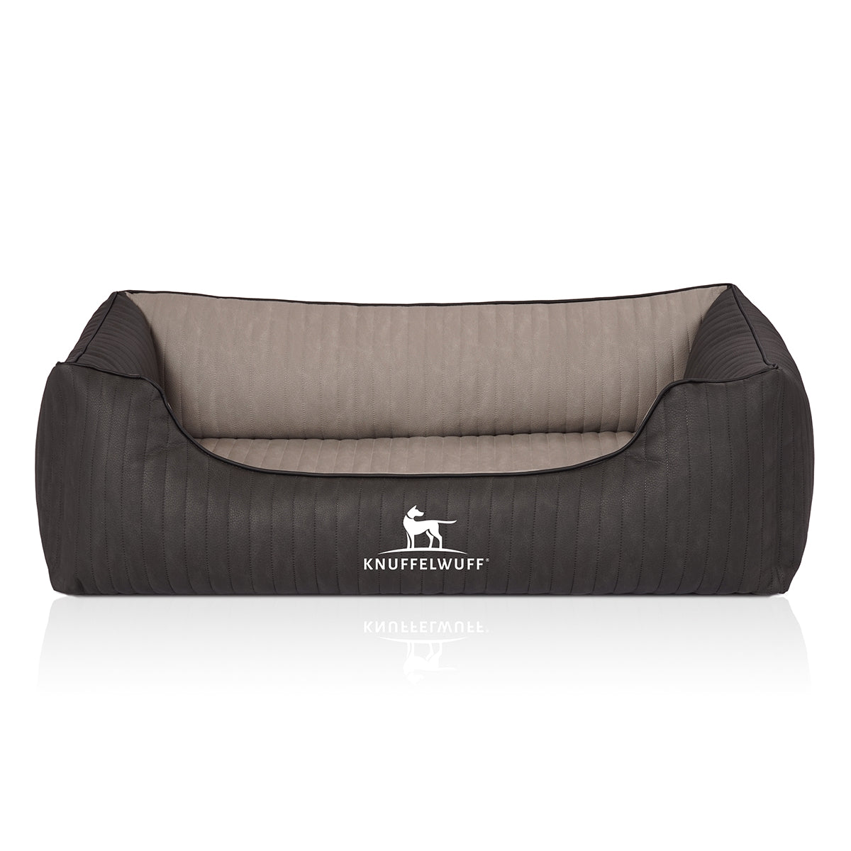 Knuffelwuff Hundebett Outback aus laser-gestepptem Kunstleder Schwarz/Grau XXL