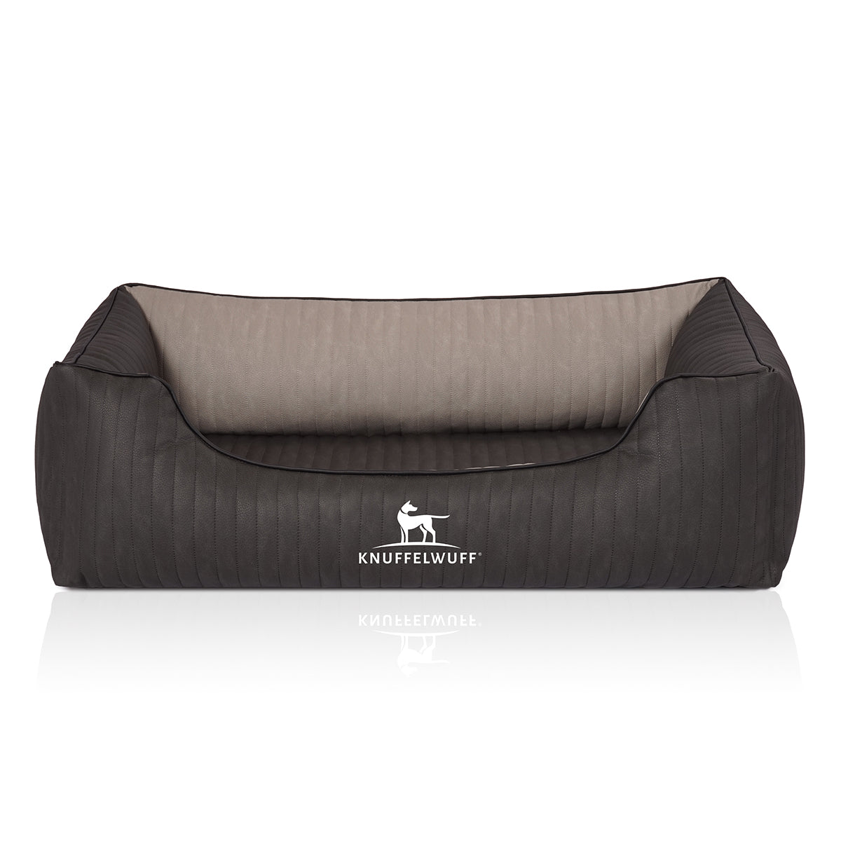 Knuffelwuff Hundebett Outback aus laser-gestepptem Kunstleder Schwarz/Grau