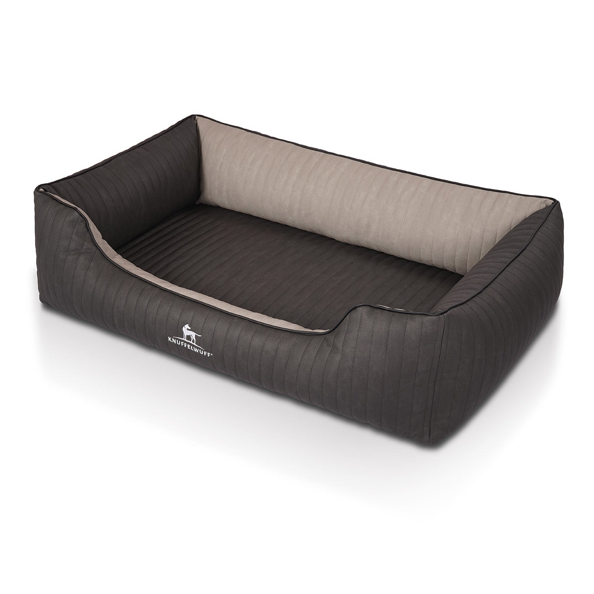 Knuffelwuff Hundebett Outback aus laser-gestepptem Kunstleder Schwarz/Grau