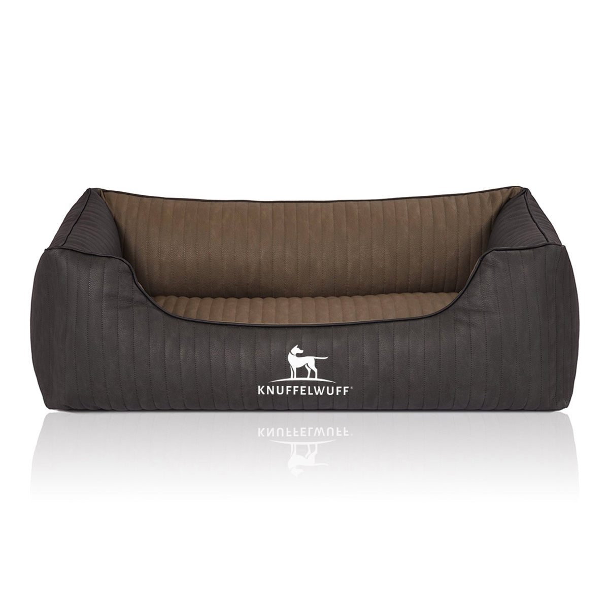 Knuffelwuff Hundebett Outback aus laser-gestepptem Kunstleder Schwarz/Taupe
