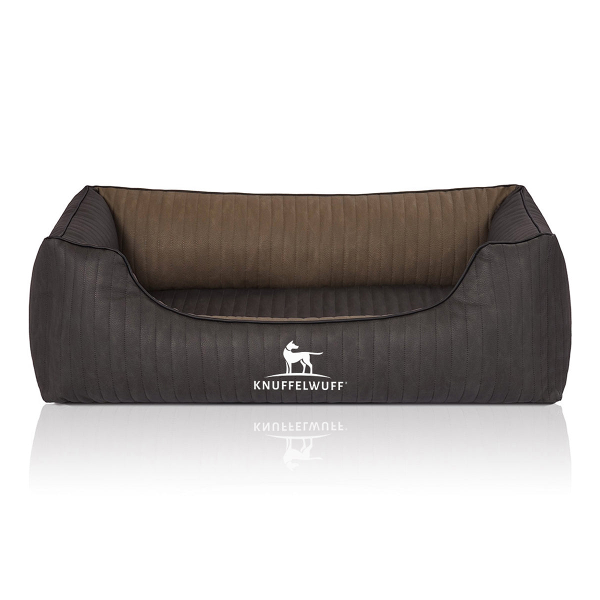 Knuffelwuff Hundebett Outback aus laser-gestepptem Kunstleder Schwarz/Taupe
