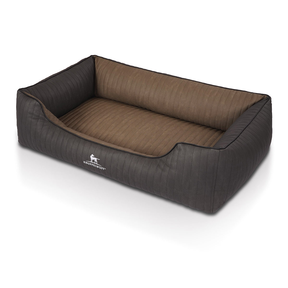 Knuffelwuff Hundebett Outback aus laser-gestepptem Kunstleder Schwarz/Taupe