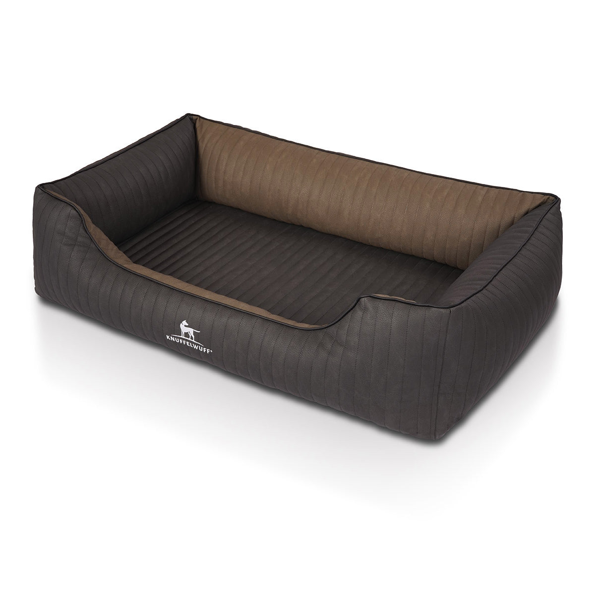 Knuffelwuff Hundebett Outback aus laser-gestepptem Kunstleder Schwarz/Taupe