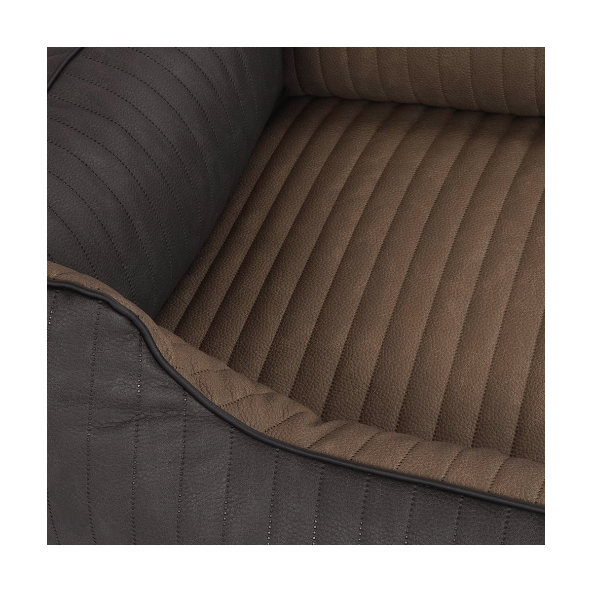 Knuffelwuff Hundebett Outback aus laser-gestepptem Kunstleder Schwarz/Taupe