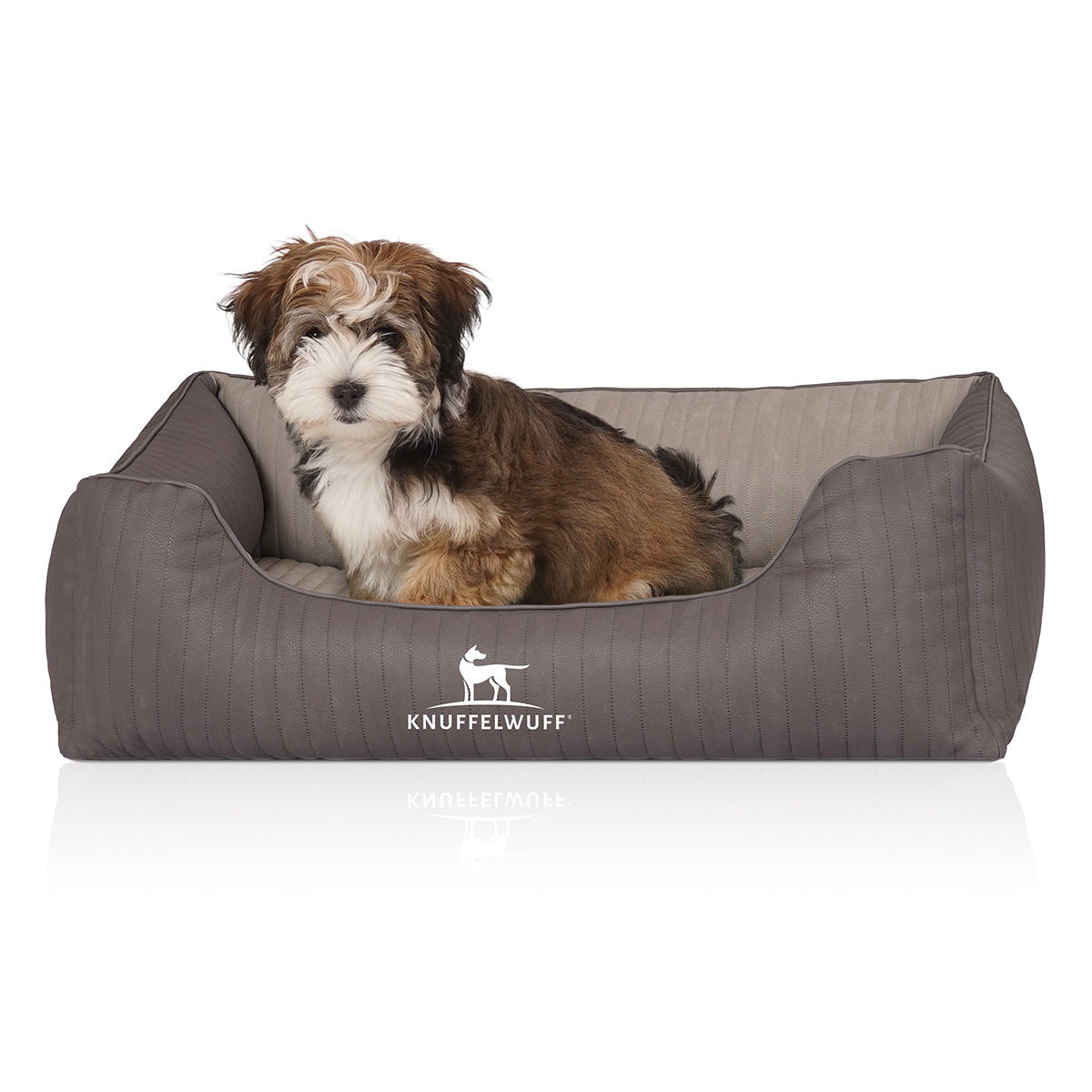 Knuffelwuff Hundebett Outlander aus laser-gestepptem Kunstleder Dunkelgrau/Grau