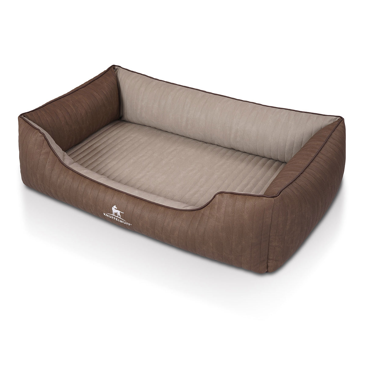 Knuffelwuff Hundebett Outlander aus laser-gestepptem Kunstleder Braun/Grau