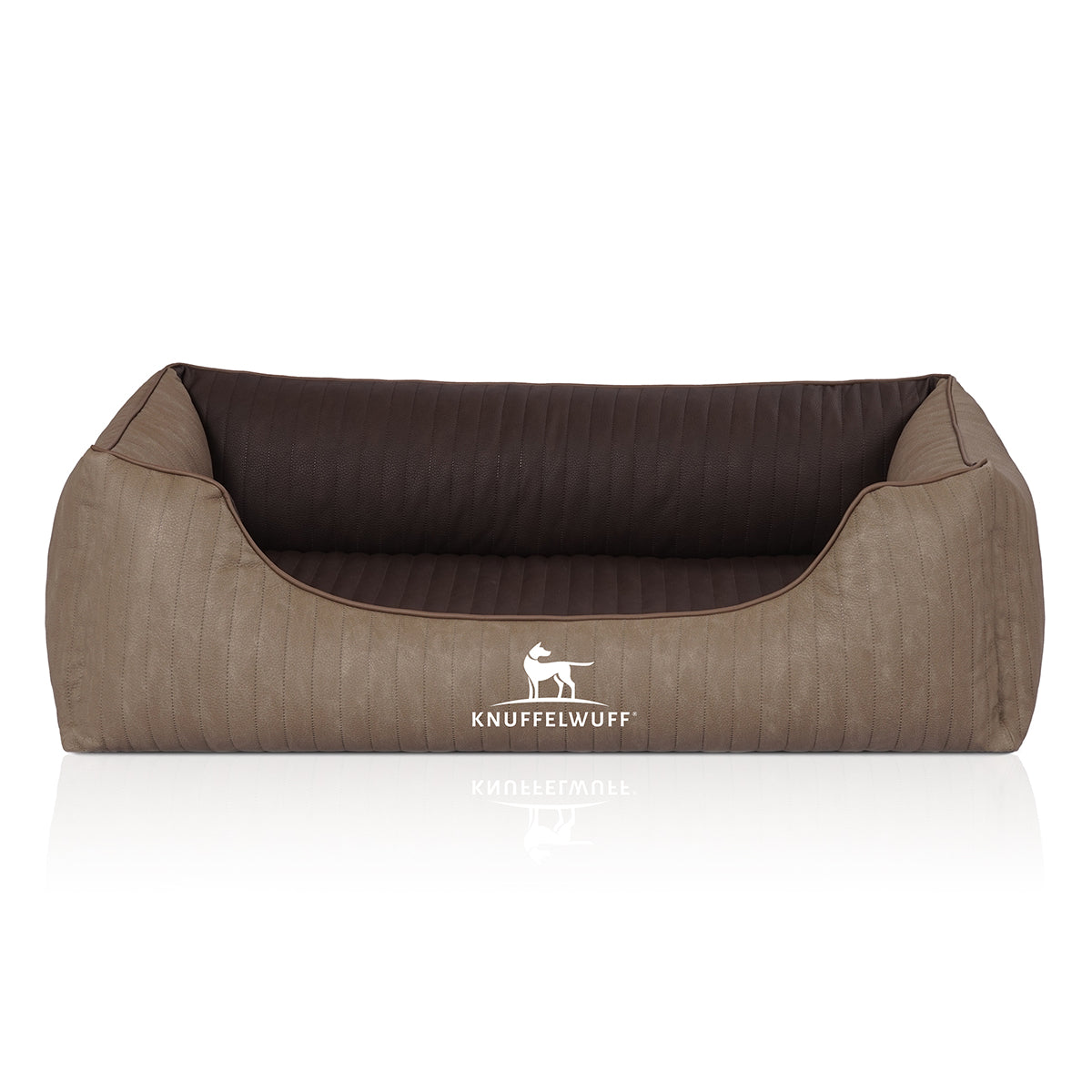 Knuffelwuff Hundebett Outlander aus laser-gestepptem Kunstleder Natur/Braun