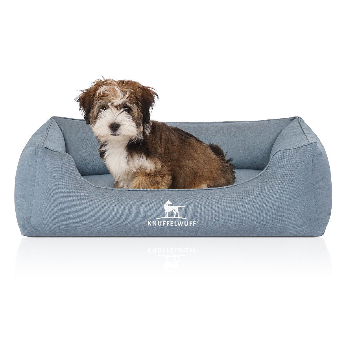 Knuffelwuff Hundebett Leon aus Velours, wasserabweisend Hellblau XXXL