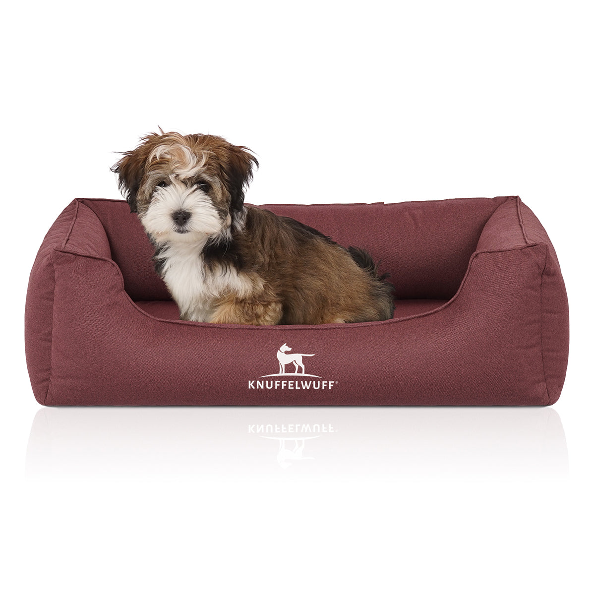 Knuffelwuff Hundebett Leon aus Velours, wasserabweisend Rot XXXL