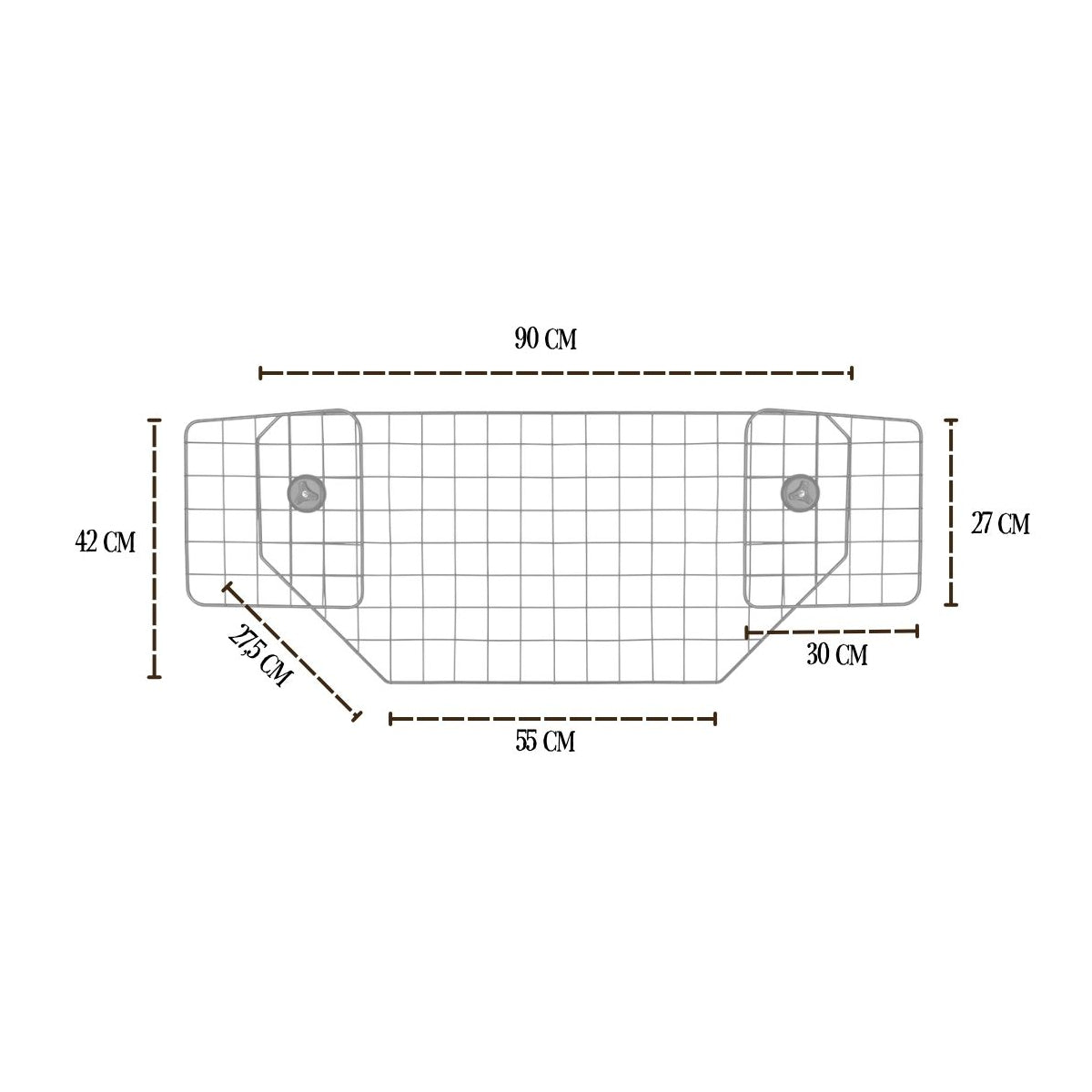 Knuffelwuff universal Kofferraum Schutzgitter Siguri mit Kopfstützen Befestigung – 90–120 cm (verstellbar) (Ansicht 2)