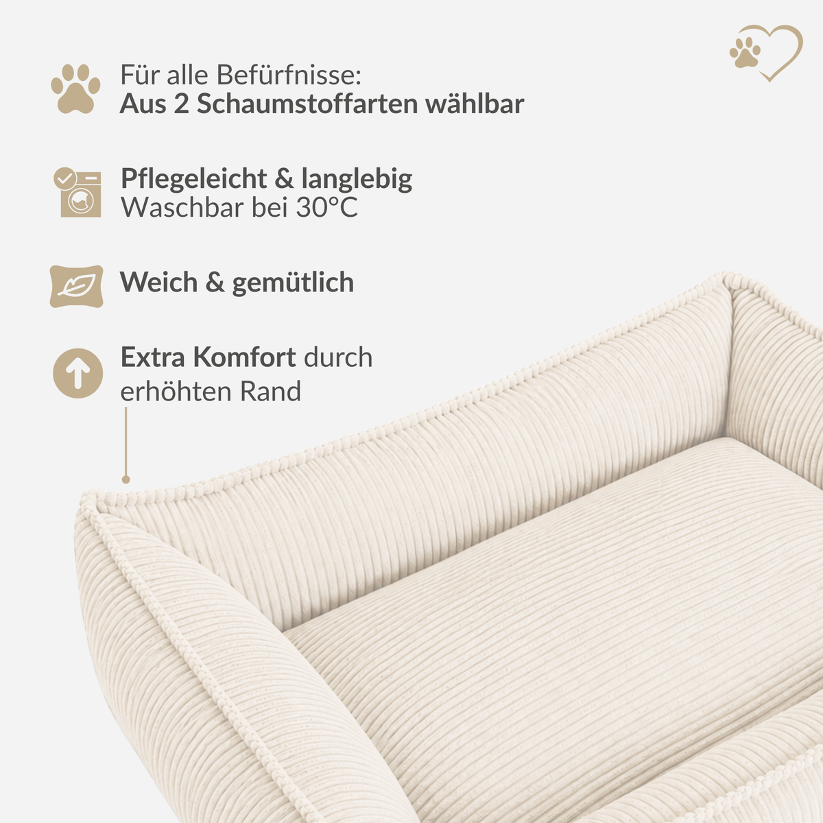 Samtpfote orthopädisches Hundebett Cord