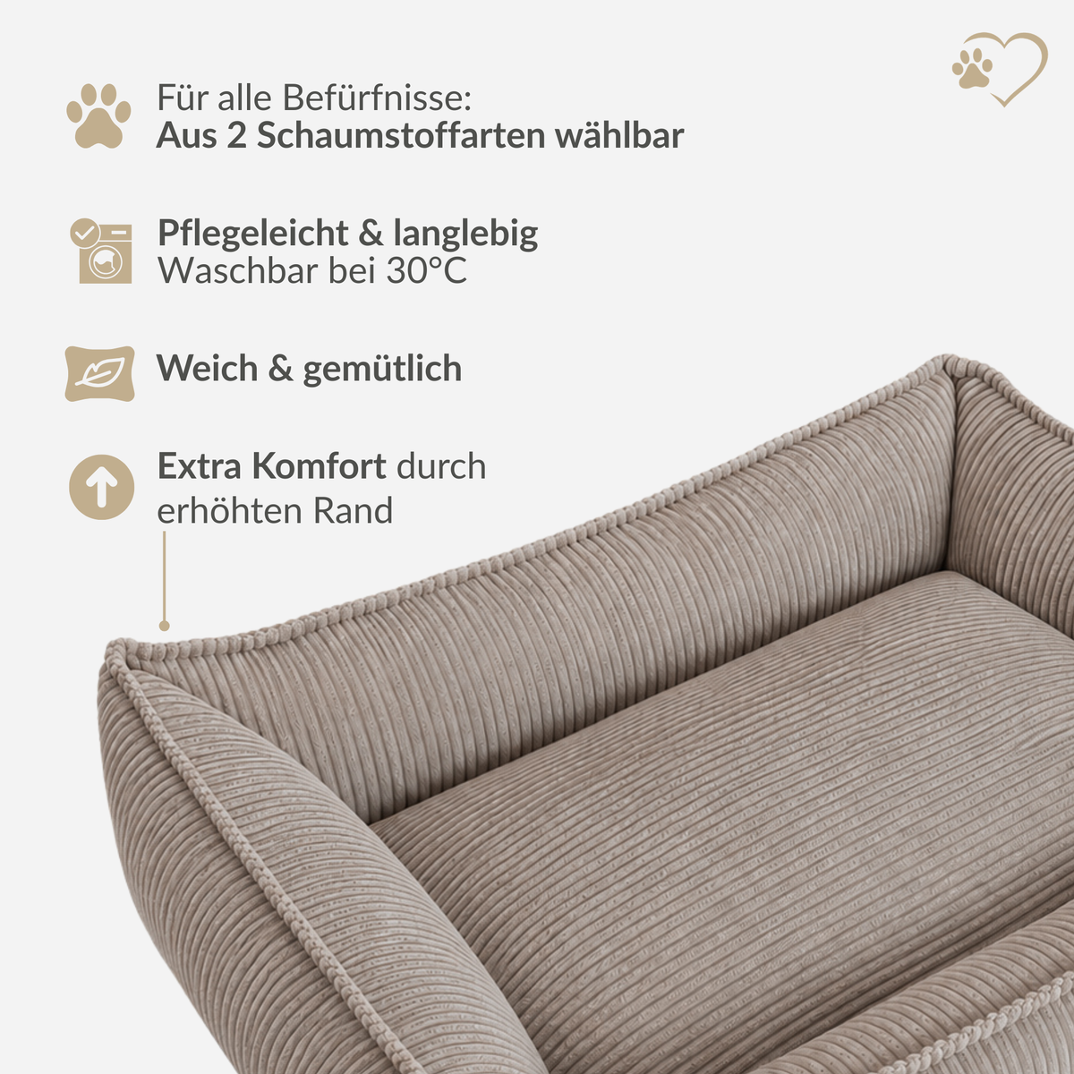 Samtpfote orthopädisches Hundebett Cord