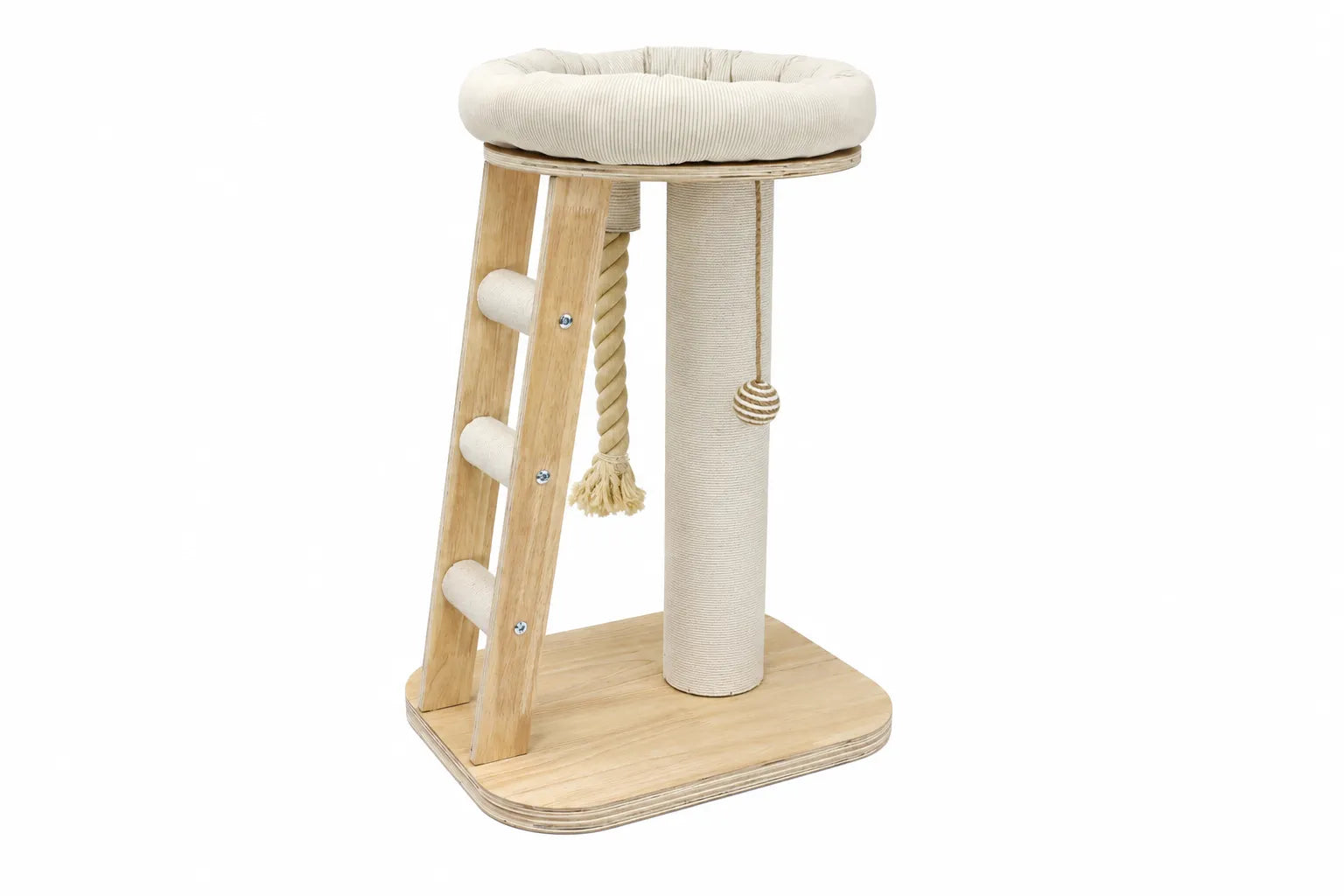 Kunert kleiner Kratzbaum mit Plattform, Spielzeug und Leiter - 72 x 39,5 x 48 cm